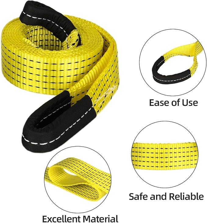 2 Pack 10' x 2" Lifting Sling Straps, 10 Feet Heavy Duty Lift Rigging Strap Tree Saver Recovery Securing Straps, Polyester Flat Towing Web Sling Winch Strap for Trailer, Hoist, Truck.