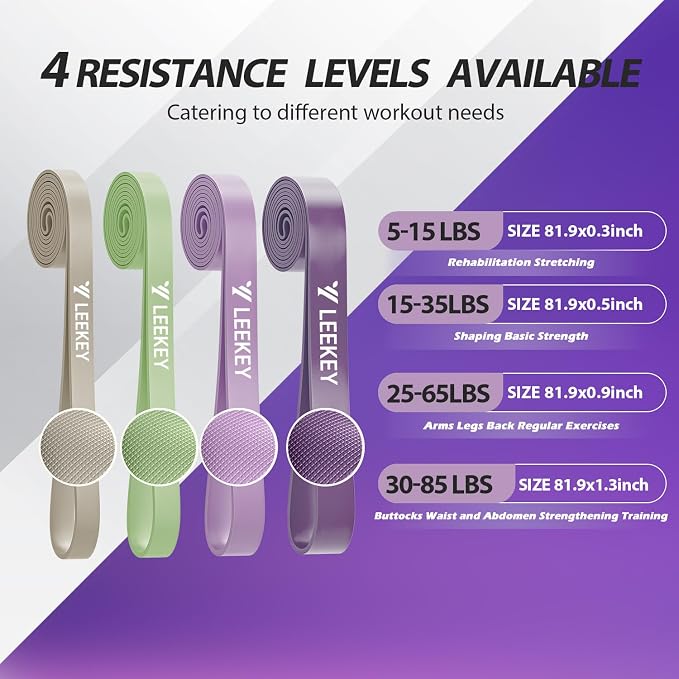 LEEKEY Pull Up Assistance Bands,Muit Levels Resistance Bands for Senior/Adults,Exercise Bands with Door Anchor, Strength Bands for Fitness Training, Physical Therapy,Home Gym Workouts