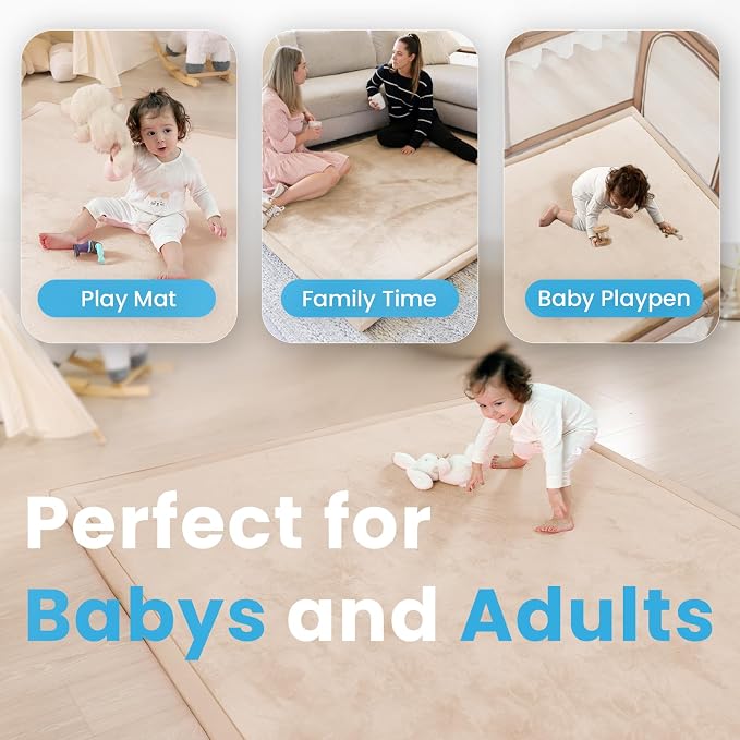 1.3" Thick Baby Play Mat for Floor,50x74 Padded Playpen Mat, Non-Slip | Ultra Soft Playmat for Baby,Tummy Time Foam Mats,Cushioned for Infant,Kids and Toddler Crawling,Easy Care