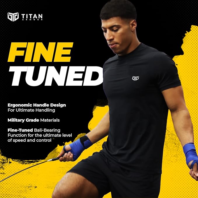 Titan Armour® Speed Rope - Professional Self-Locking & Adjustable, Adult Speed Jump Ropes for Fitness | 2 x Steel Ropes, Cable Protector & Travel Case | Jump Rope Crossfit, Boxing, Fitness MMA for Men & Women
