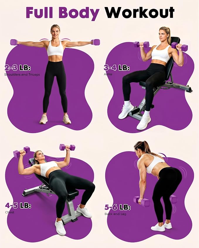 Equipro Hand Weights for Women at Home 6 LBS Adjustable Dumbbell Set of 2, Fast Adjust Dumbbells with TPU Soft Rubber Handle for Home Gym Exercise Training