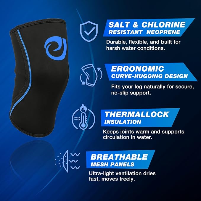 Nvorliy AquaFlex Pro Knee Brace, Compression Knee Sleeve for Swimming, Aquatic, Sailing, Scuba Diving, Surfing, Paddle Boarding, Kayaking & Injury Recovery – Supports Women & Men