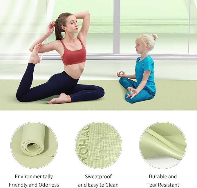 Extra Wide & Thick 8mm Yoga Mat, 72"x31.5" | Large Non Slip Exercise Mat, Premium POE Material, Superior Cushioning & Stability, With Strap for Home Gym, Pilates