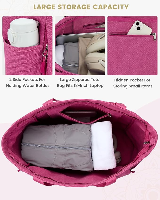 Gonex Yoga Mat Bag with Zipper Mat Carrier Canvas Gym Tote | Durable Canvas, Zipper Closures Prevent Slipping, Quick Access, Bottle Holder, Fits Yoga Blocks, Gym & Travel Use