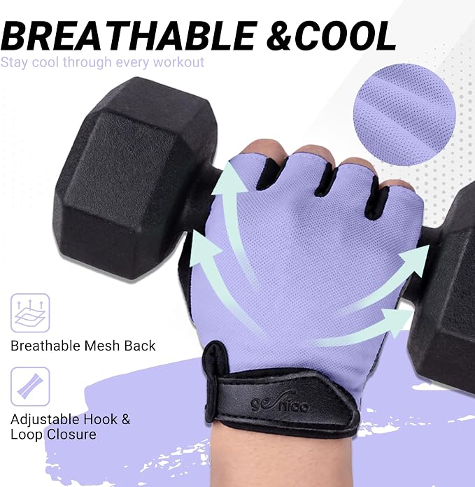 Workout Gloves for Women Men, Full Palm Silicone Grip, Padded Half Finger Gloves for Gym, Weight Lifting, Cycling
