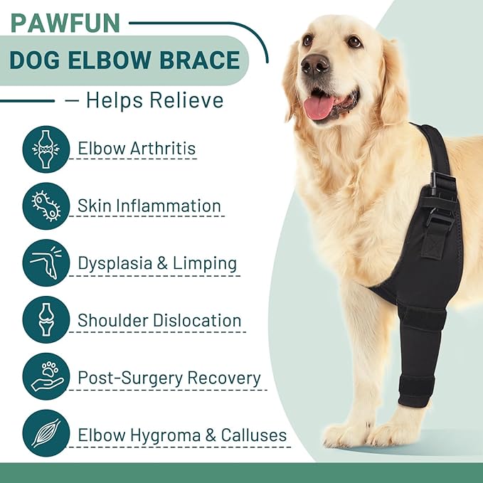 Dog Elbow Protector Brace, Dog Leg Sleeves Anti-Licking for Arthritis, Hygroma, Pressure Sores, and Calluses, Dogs Elbows Pads & Shoulder Brace for Elbow Dysplasia and Injury Recovery, Right L