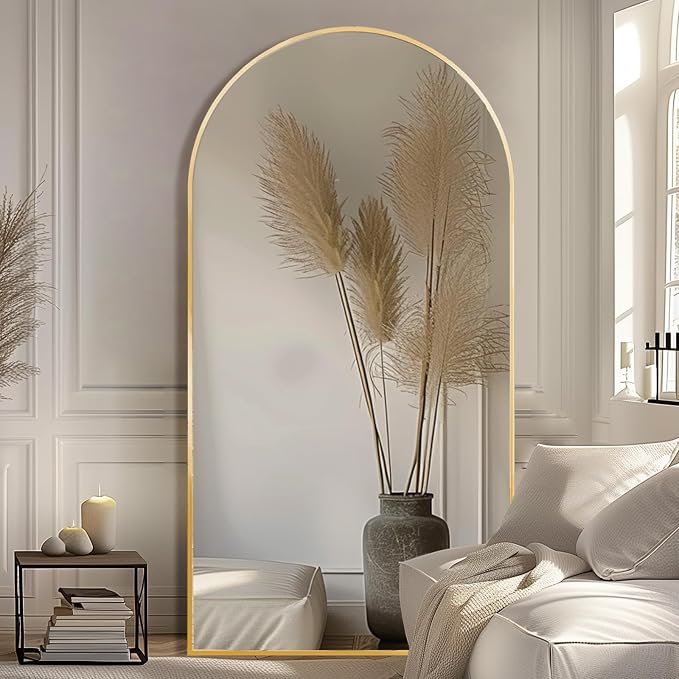 LFT HUIMEI2Y 76"x34" Arch Full Length Mirror, Gold Floor Mirror | Tempered Oversized Mirror Full Body with Aluminum Alloy Frame; Standing, Leaning, or Wall Mount for Bedroom, Living Room