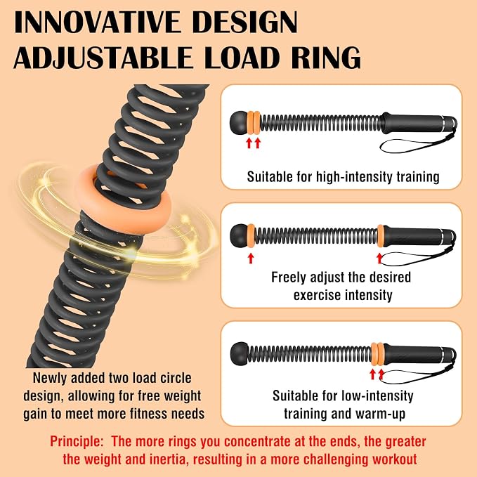 2PCS Portable Ropeless Battle Ropes with Adjustable Weight Rings | Cordless Battle Rope for Home Gym, HIIT Workout, Low-Impact Cardio, Strength Training, Fitness Equipment for Women & Men