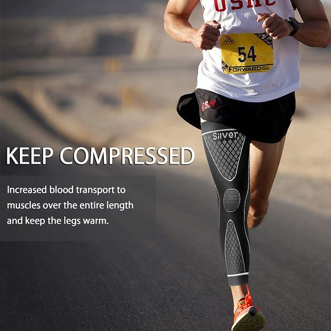 SKDK Full Leg Sleeves Long Compression Leg Sleeve Knee Sleeves Protect Leg, for Man Women Basketball, Arthritis Cycling Sport