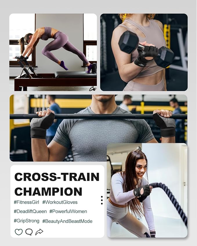 Trideer Weight Lifting Gloves for Women & Men, Wrist Support & Padded Palm | Gym Gloves with Silicone Grip, Breathable Workout Gloves for Strength Training, Pull Ups, Cross Training & Fitness