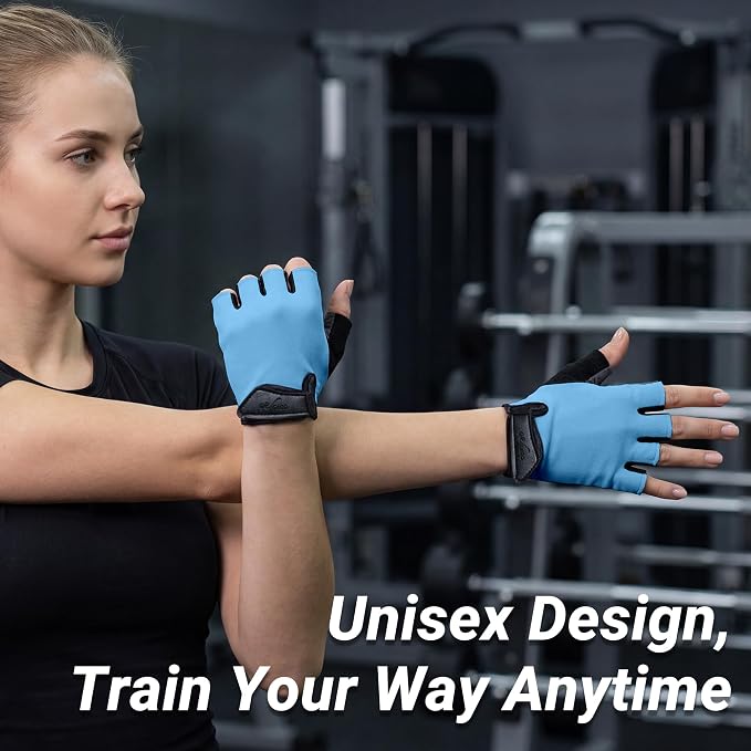Workout Gloves for Women Men, Full Palm Silicone Grip, Padded Half Finger Gloves for Gym, Weight Lifting, Cycling