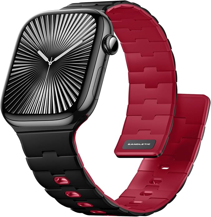 Bandletic Magnetic Silicone Watchband Compatible with All Apple Watch | Strong Magnet Sport Strap for iWatch Ultra 49mm Series 11-1 SE 46mm 45mm 44mm 42mm 41mm 40mm 38mm, Ideal for Men Women