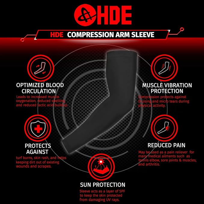 HDE Arm Compression Sleeves for Kids Basketball Shooting Sleeve Youth Sports Cooling Sun Protection Football Baseball 1 Pair