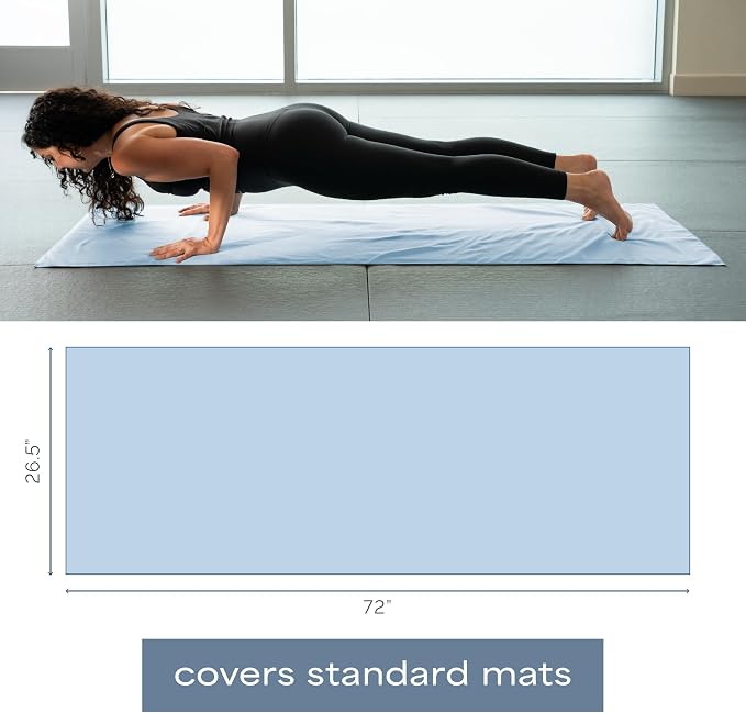 S&T INC. Aura Microfiber Yoga Mat Towel, 26.5" x 72", Blue | Soft and Absorbent, Quick-Dry for Gym, Pilates, and Hot Yoga, Compact for Gym Bag, Machine Washable