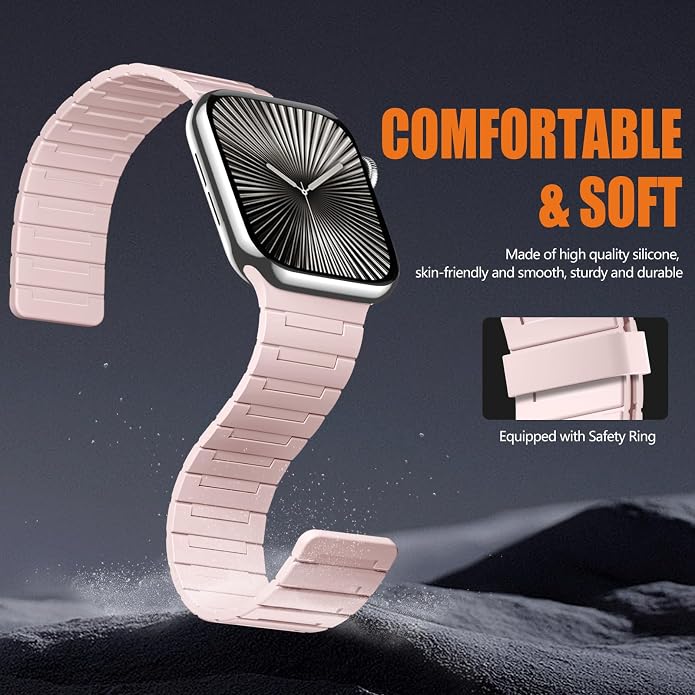 SNBLK Magnetic Watchband Compatible with Apple Watch for Men 44mm 45mm 46mm 49mm 42mm 41mm 40mm 38mm Women, Silicone Sport Strong Magnet Strap for iWatch Series 11 Ultra 3 Ultra 2 Se 10 9 8 7 6 5 4 1