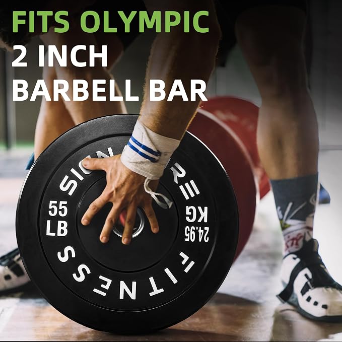 Fitvids 2-Inch Olympic Rubber Weight Plates Pair, Bumper Plates for Strength Training, multiple options