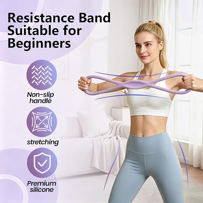 Figure 8 Resistance Band, Figure 8 Resistance Bands for Women Men,Resistance Band Figure for Working Out, Non-Slip Handles, Home Gym, Yoga & Physical Therapy