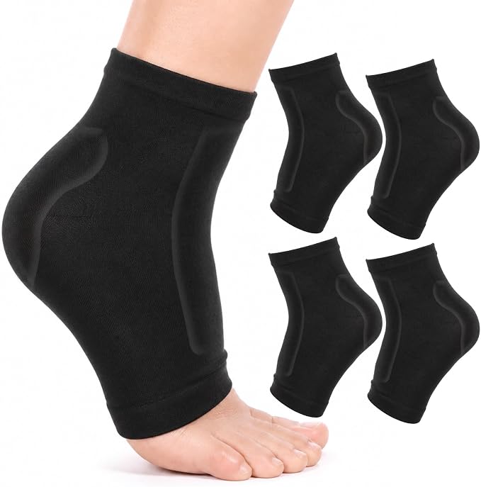 2 Pairs Padded Skate Socks Ice Skating Protection Socks with Gel Pads Ankle | Malleolar Sleeves,for Figure Skating, Roller, Hockey, Boots, Brace, Splints, Shoes, Ankle Support Cushion, Pad Ski Splints