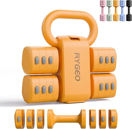2-in-1 Adjustable Dumbbell Set for Women - 4 Levels (2.2lbs to 12.1lbs) - Home Gym Weights for Women at Home - Fitness Dumbbells