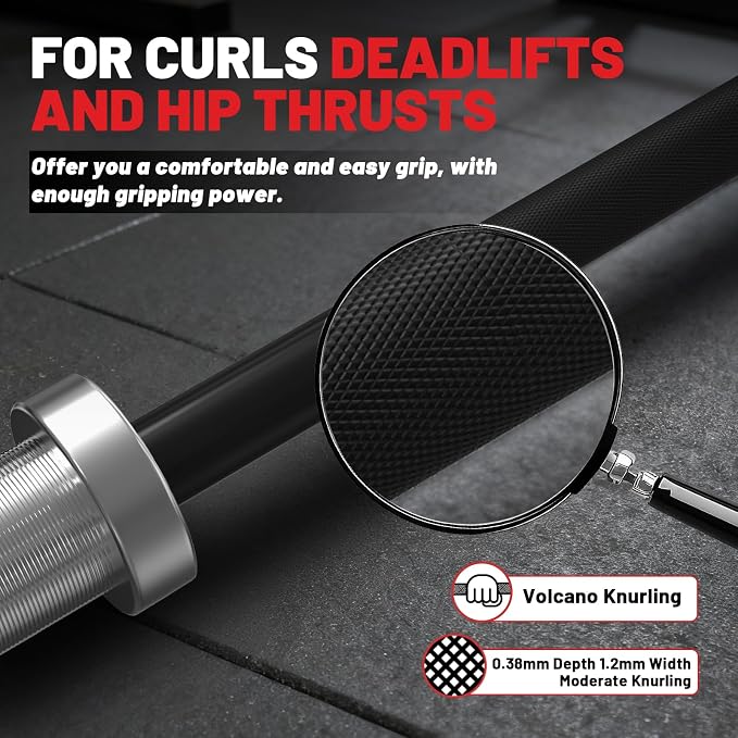 PAPABABE 4ft/5ft/6ft/6.5ft Barbell 2" Short Barbell for Strength Training | 4ft/5ft/6ft/6.5ft Straight Barbell, Womens Olympic Bar with Moderate Knurling for Squats Curls Deadlifts, Weightlifting