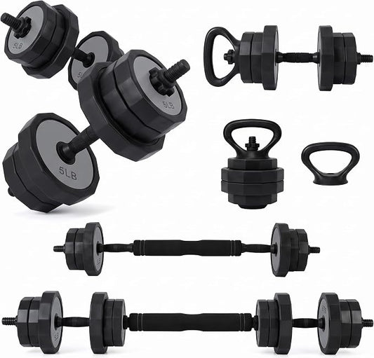 Garvee Adjustable Dumbbells Set 45/65/85 Lbs, 3 In 1 Weight Dumbbell Set | Adjustable Free Weights Set Used As Kettlebells, Barbells, Dumbbells with Barbell Connector & Kettlebell for Home Gym