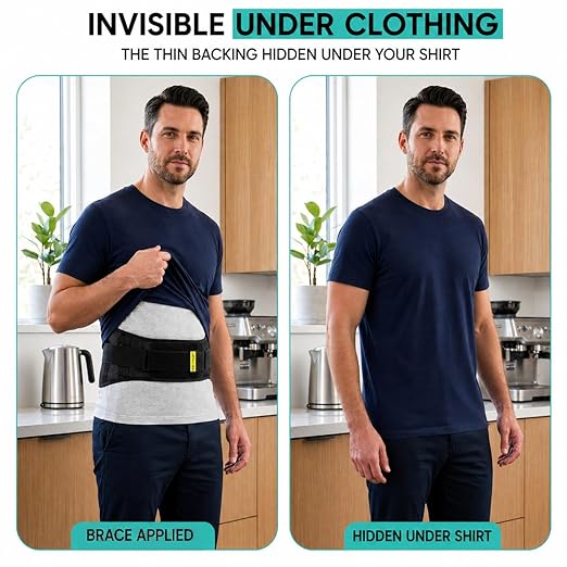 Lower Back Brace for Women and Men, Adjustable Back Brace with Back Support Belt and Back Support Brace, Slim Breathable Lumbar Support for Daily Stability, Back Braces L/XL(Waist:42''-52'')