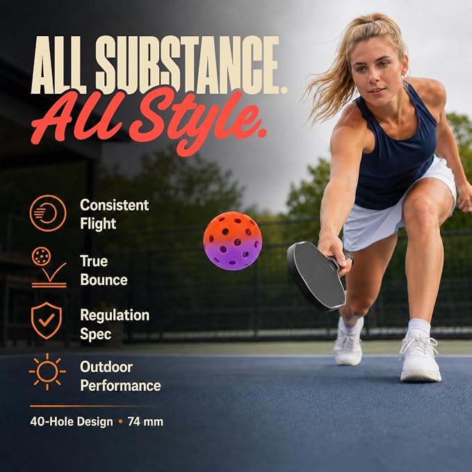 Outdoor Pickleball Balls, Slam Dink 40-Hole Gradient, 3 Colours Gift | Durable outdoor pickleballs built to withstand hard courts without cracking. A colorful gift players actually use.