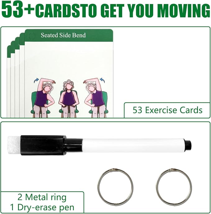 Chair Yoga Workouts for Elderly-58 Exercise Cards with Chair Yoga,Gentle Seated Yoga Guide, Chair Yoga for Weight Loss & Flexibility-Exercise Cards for Seniors Over 60