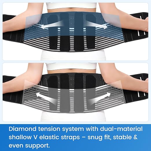 VELPEAU One-Piece Molding Lumbar Support Brace for Back Pain, Sciatica, Scoliosis, Herniated Disc - Adjustable Straps, Highly Breathable Fabric - For Men & Women - Fits 37.5"-41.5" Waist (Comfort Version, X-Large)