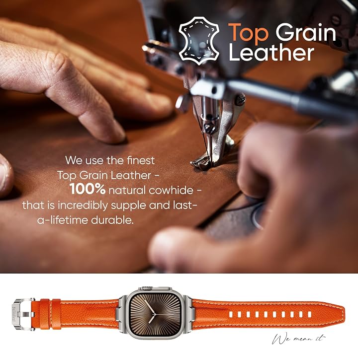 Suitisbest Leather Band Compatible for Apple Watch Ultra Band 49mm 46mm 45mm 44mm 42mm 41mm 40mm, Genuine Leather Replacement Strap for iWatch series 11 10 9 8 7 6 5 4 3 2 1, SE 3 2 1, Ultra 3 2 1