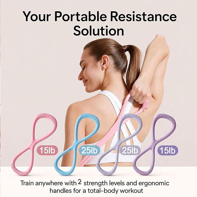 Resistance Bands with Handles,Figure 8 Resistance Band Elastic Fitness Bands Exercise Band for Home Yoga Gym Workout