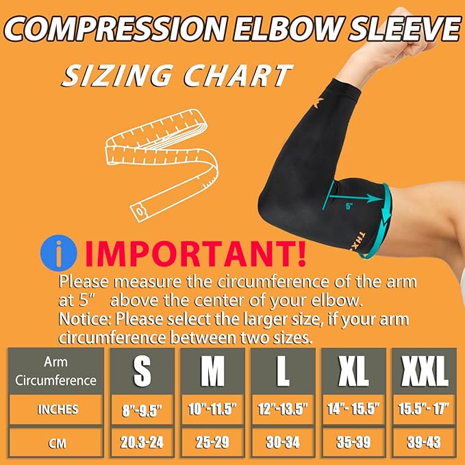 THX4COPPER Elbow Compression Sleeve(2 Pieces) - Copper Infused Support -Guaranteed Recovery Copper Elbow Brace-Idea for Workouts, Sports, Golfers, Tennis Elbow, Arthritis, Tendonitis (XX-Large)