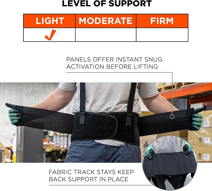 Ergodyne ProFlex 1650 Back Support Belt, 7.5" Elastic, Adjustable, Removeable Straps