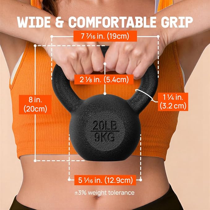 Yes4All Cast Iron Kettlebell, Strength Training Kettlebells 5-80 Lb (5,10,15,20,25,30,35,40,45,50,60,70,80 Lb) for Full Body Workout, Push up, Strength Training - Single & Kettlebell Set of 2 for Men