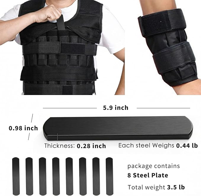 Mavee Fractional Weight Vest Plates, Rustproof Solid Steel Inserts for Rucking, Tactical Carrier & Strength Training