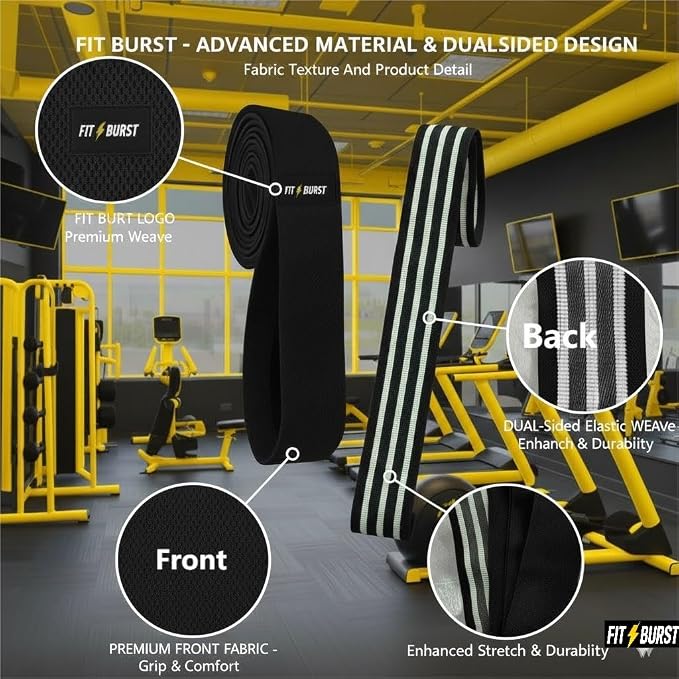 76-Inch Fabric Resistance Band for Full Body Workouts, Wide Non-Slip 120 LB | 76" Premium performance band, Home gym, Solid exercise band for big & tall size, Versatile resistance band, Machine washable