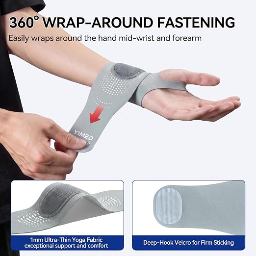 Ultra-Thin Wrist Brace Support for Carpal Tunnel, Grey | Wrist Brace for TFCC Tears, Elastic Wrist Wraps for Weightlifting, Typing, Gym, Day Night Wrist Support for Tendonitis, DRUJ