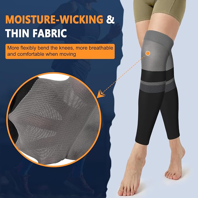 CTHH Calf Compression Sleeve for Men & Women Footless Compression Socks | 3 Pairs Graduated Compression Leg Sleeve Support for Shin Splints Pain Relief Running Flying Cycling Fitness Nurse