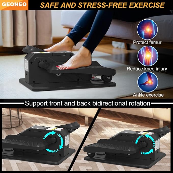 Under Desk Elliptical Machine, Electric Elliptical Leg Exerciser for Senior | Quiet and Compact Electric Seated Pedal Exerciser for Home with Monitor, Remote Control and 12 Adjustable Speeds