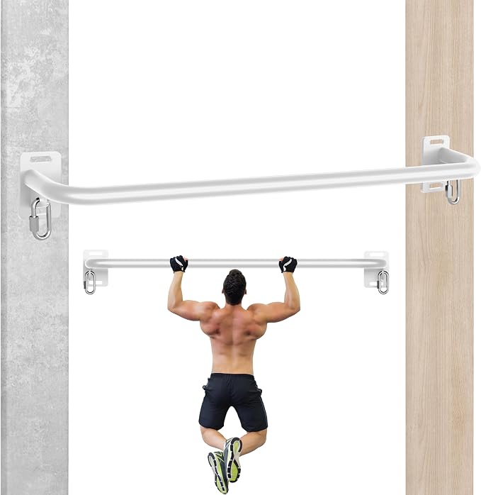 Wall Mounted Pull Up Bar - Heavy Duty Chin Up Bar, Pull-Up Bar for Garage, Joist, Wall Mount - Multifunctional Fitness Bar, Supports up to 600 Lbs