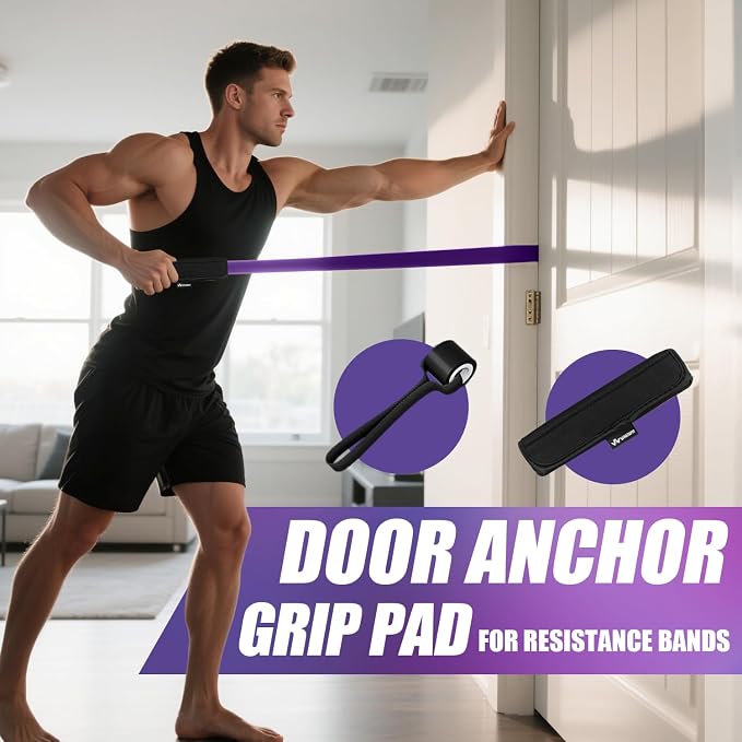 WHATAFIT Resistance Bands, Pull Up Assist Bands with Handles, Door Anchor | Natural Latex Rubber, Progressive Tension, Exercise Loop for Full-Body Fitness, Portable Gym Bag, Warm-Up & Stretch