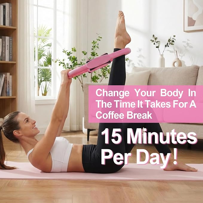 Home Pilates Ring and Ball Set for Women with 5 Resistance Bands 13 inch Magic Circle Workout Starter Kit for Beginners Full Body Toning 15 Min Daily Routine