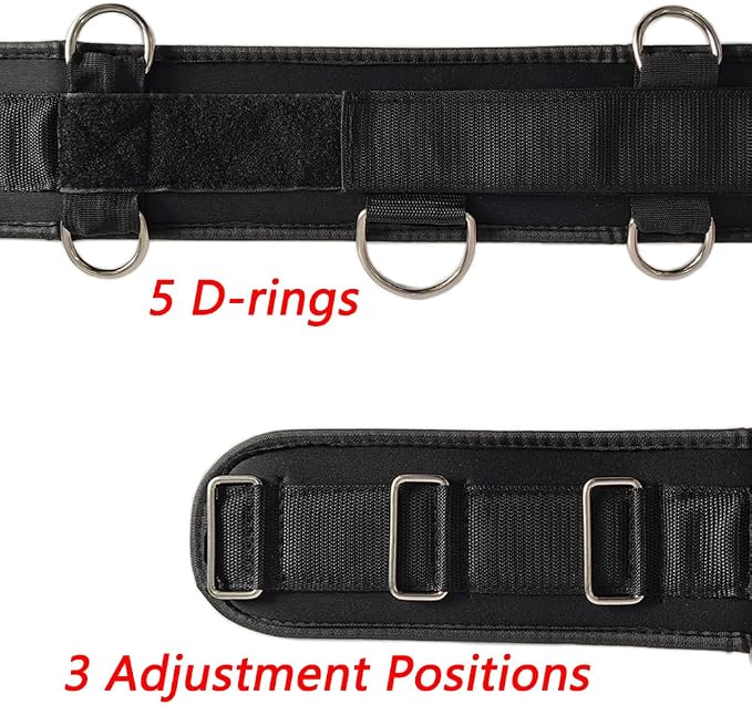 LOOEEL Fitness Resistance Belt Multi Functional Fitness Belt with 5 Rings for Weight Training and Resistance Training of Load Carrying Pull Up Belt Squat