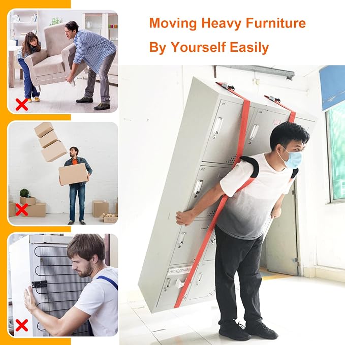Furniture Shoulder Straps,One-Person Shoulder Lifting and Moving Strap with Adjustable Handle Straps for Harness Moving Furniture & Appliances Heavy Objects