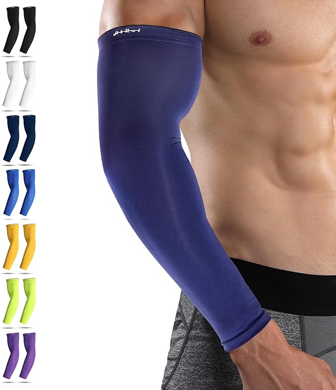HiRui Arm Compression Sleeves for Men Women Youth, UV Protection 20-30mmHG Support Tattoo Cover, Breathable Moisture-Wicking