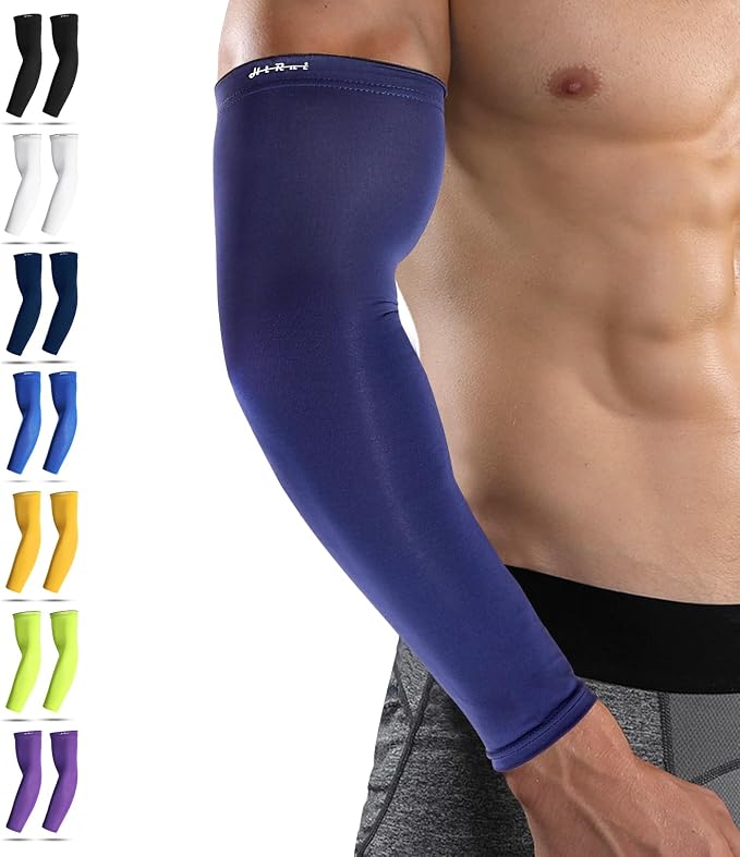 HiRui Arm Compression Sleeves for Men Women Youth, UV Protection 20-30mmHG Support Tattoo Cover, Breathable Moisture-Wicking