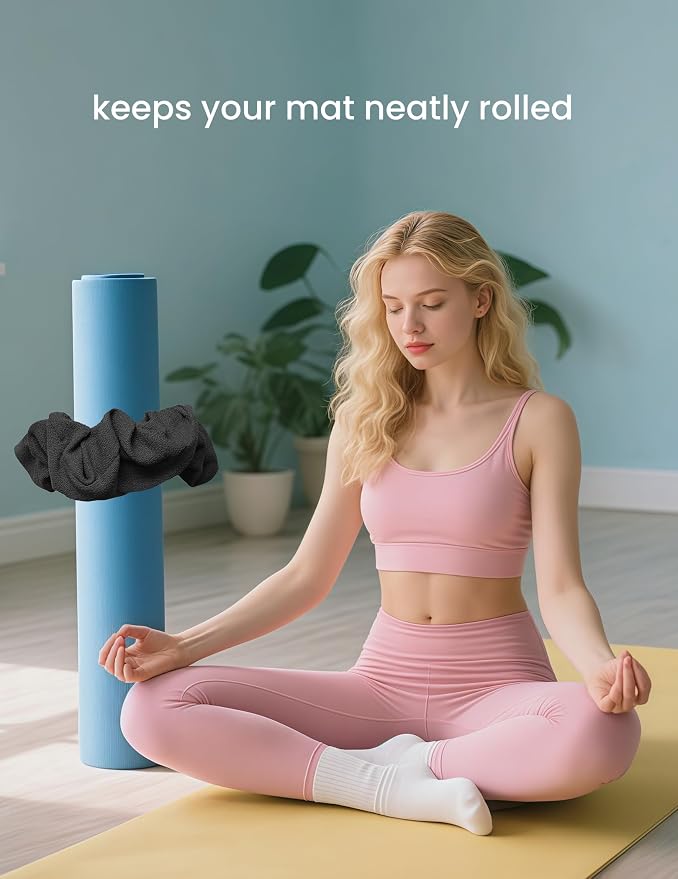 Yoga Mat Scrunchie Yoga Mat Strap Carrier Pilates Mat Holder | Holds Your Yoga Mat in Style, Adjustable & Stretchy Yoga Mat Band, Fits Most Standard Yoga Mats (mat not included),Yoga Gifts