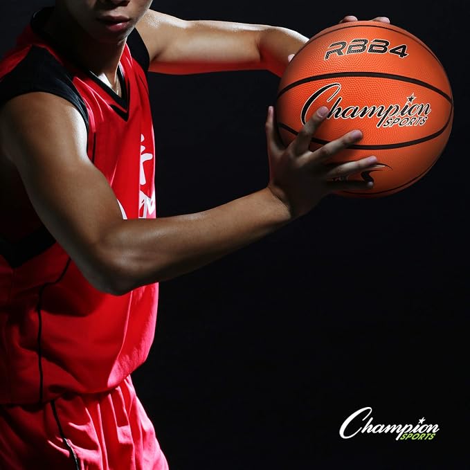 Champion Sports Rubber Basketballs – Durable Indoor & Outdoor Training & Recreational Game Balls, Multiple Sizes & Colors