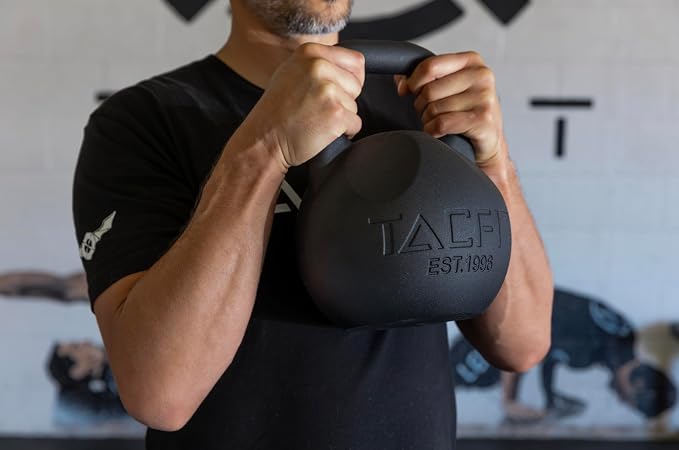 Competition Kettlebell (Powder Coated) w Grooves - 33mm Handle for Fitness, Exercise, Strength Training and Weightlifting…