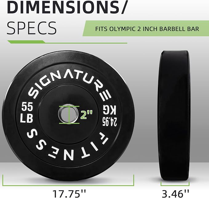 Fitvids 2-Inch Olympic Rubber Weight Plates Pair, Bumper Plates for Strength Training, multiple options